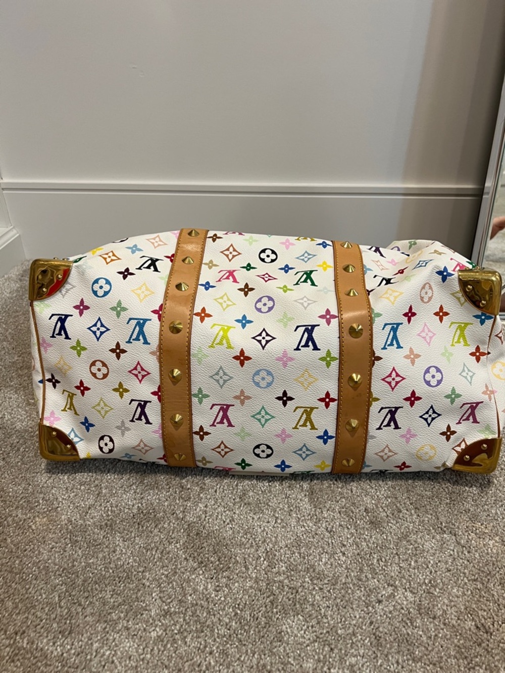 Louis Vuitton Takashi Murakami White Multicolor Monogram Keepall Travel Duffle - Picture 4 of 4